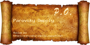 Parovsky Ompoly névjegykártya